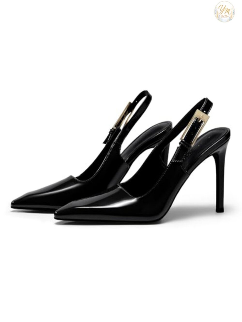 Patent Leather Slingback Stiletto Heels Pointed Toe Pumps Formal Dress Shoes